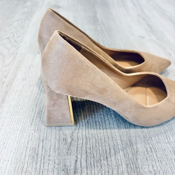 Zara Gold Block Heel High Heel Pumps Size 36 - Picture 6 of 6